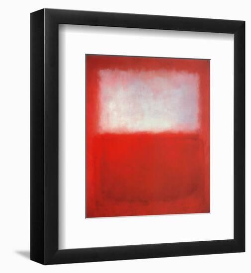 White over Red-Mark Rothko-Framed Art Print