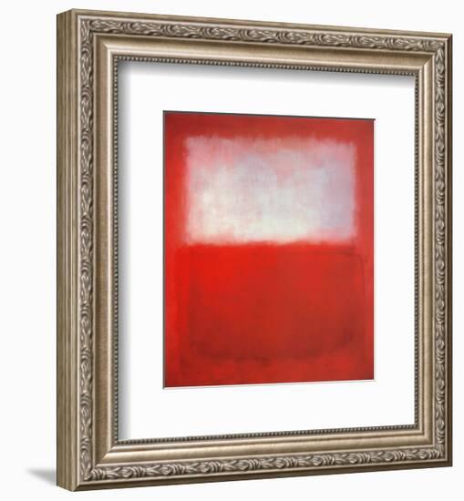 White over Red-Mark Rothko-Framed Art Print