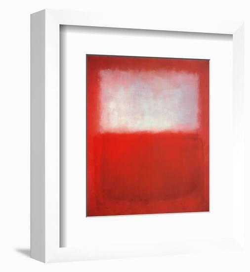 White over Red-Mark Rothko-Framed Art Print