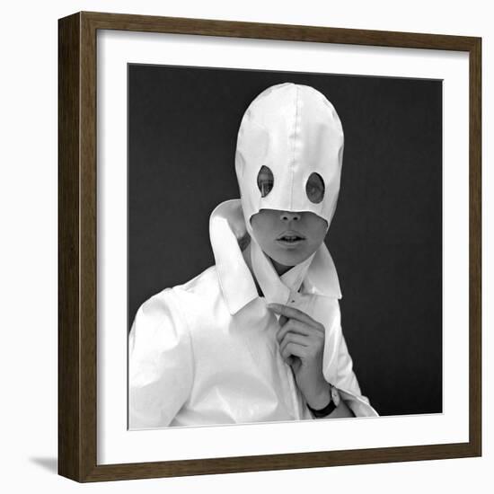 White Patent Leather Helmet with Eye Holes, 1960s-John French-Framed Giclee Print