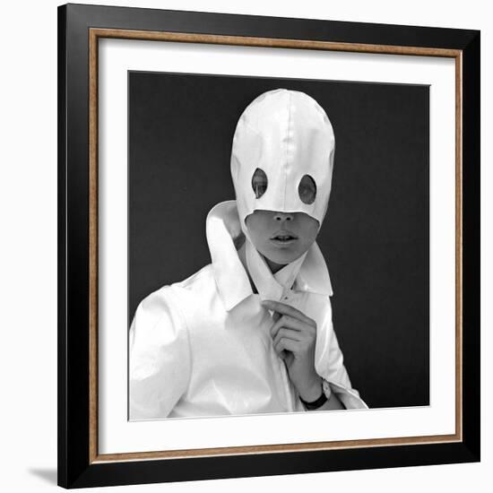 White Patent Leather Helmet with Eye Holes, 1960s-John French-Framed Giclee Print