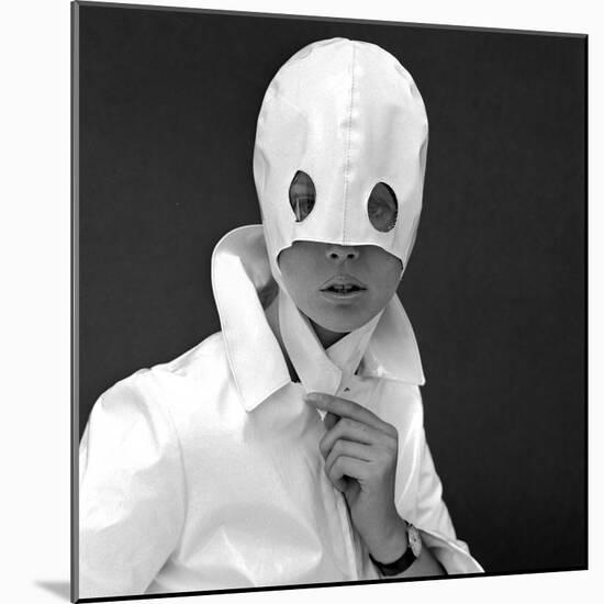 White Patent Leather Helmet with Eye Holes, 1960s-John French-Mounted Giclee Print