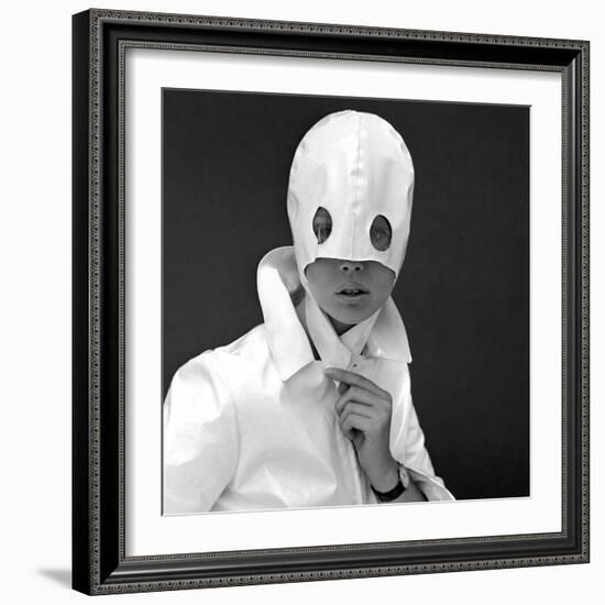 White Patent Leather Helmet with Eye Holes, 1960s-John French-Framed Giclee Print