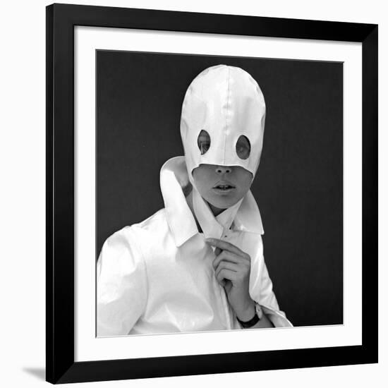 White Patent Leather Helmet with Eye Holes, 1960s-John French-Framed Giclee Print