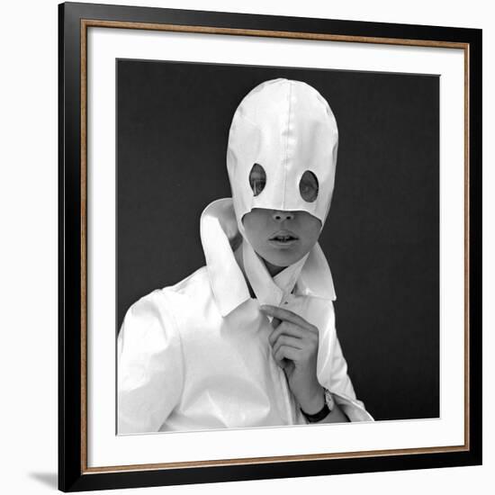 White Patent Leather Helmet with Eye Holes, 1960s-John French-Framed Giclee Print