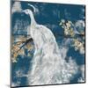 White Peacock on Indigo II-Jennifer Goldberger-Mounted Art Print