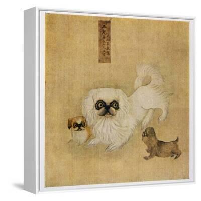White Pekingese Dog and Puppies as Depicted in an Imperial Dog