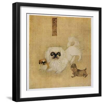 White Pekingese Dog and Puppies as Depicted in an Imperial Dog