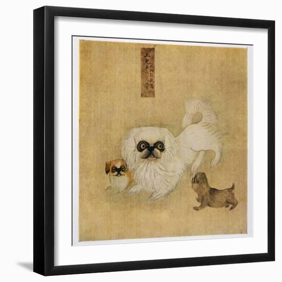 White Pekingese Dog and Puppies as Depicted in an Imperial Dog Book-null-Framed Photographic Print