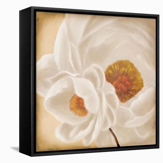 White Peonies II-Vivien Rhyan-Framed Stretched Canvas