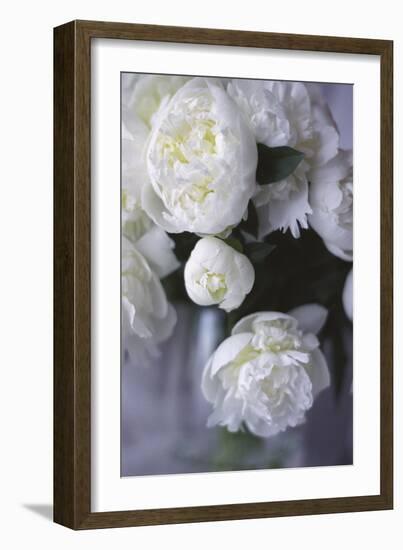 White Peonies in a Vase-Anna Miller-Framed Photographic Print