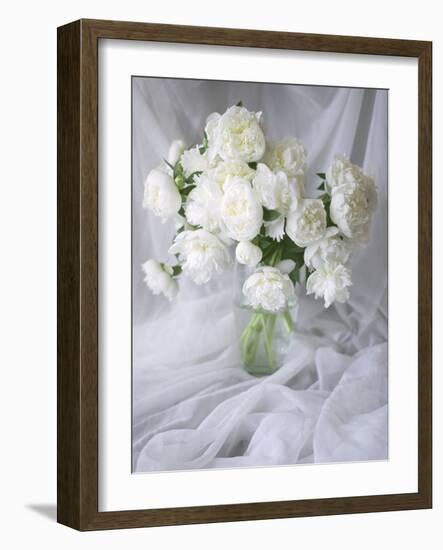 White Peonies in a Vase-Anna Miller-Framed Photographic Print