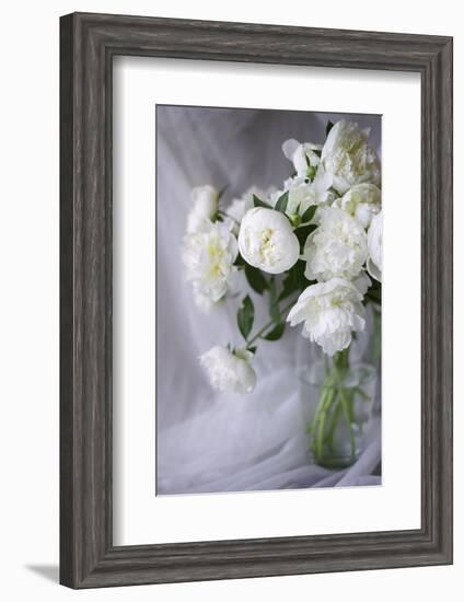 White Peonies in a Vase-Anna Miller-Framed Premium Photographic Print