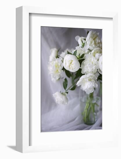 White Peonies in a Vase-Anna Miller-Framed Premium Photographic Print