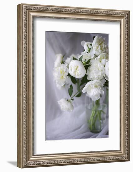 White Peonies in a Vase-Anna Miller-Framed Photographic Print