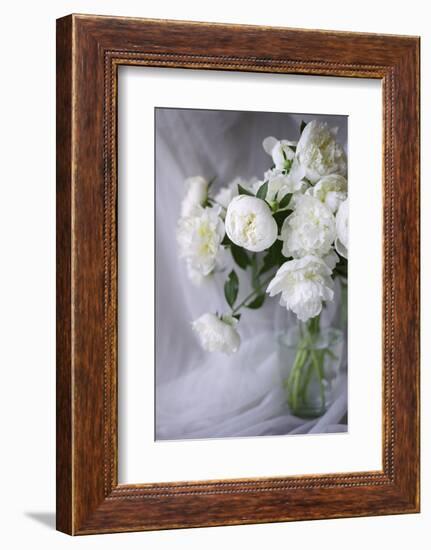 White Peonies in a Vase-Anna Miller-Framed Photographic Print