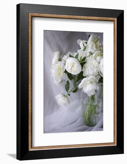 White Peonies in a Vase-Anna Miller-Framed Photographic Print