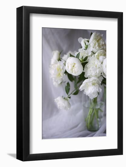 White Peonies in a Vase-Anna Miller-Framed Photographic Print