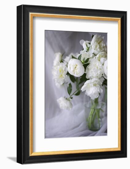 White Peonies in a Vase-Anna Miller-Framed Photographic Print