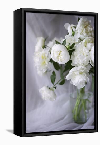 White Peonies in a Vase-Anna Miller-Framed Premier Image Canvas