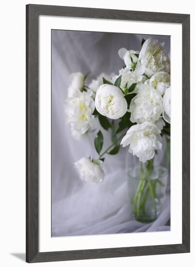 White Peonies in a Vase-Anna Miller-Framed Photographic Print