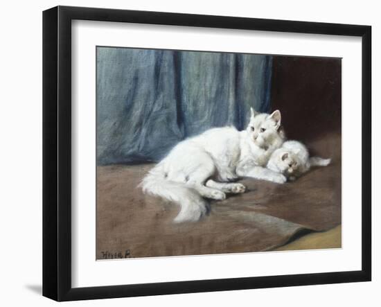 White Persian Cat with Her Kittens-Arthur Heyer-Framed Giclee Print