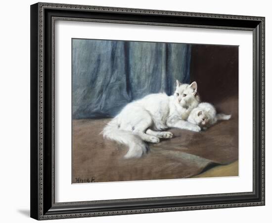 White Persian Cat with Her Kittens-Arthur Heyer-Framed Giclee Print