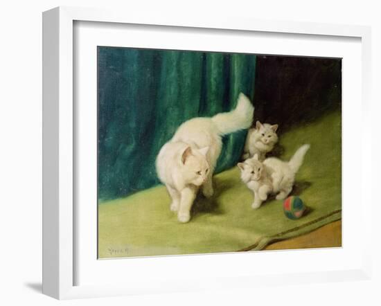 White Persian Cat with Two Kittens-Arthur Heyer-Framed Giclee Print