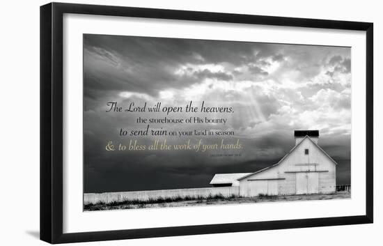 White Picket Fence (The Lord will open the heavens...)-Trent Foltz-Framed Art Print