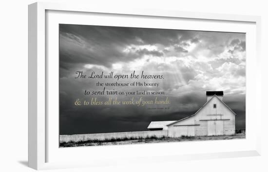 White Picket Fence (The Lord will open the heavens...)-Trent Foltz-Framed Art Print