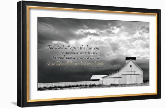 White Picket Fence (The Lord will open the heavens...)-Trent Foltz-Framed Art Print