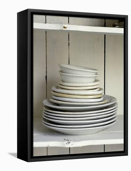 White Plates and Soup Plates (In Piles)-Ellen Silverman-Framed Premier Image Canvas
