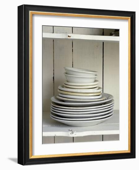 White Plates and Soup Plates (In Piles)-Ellen Silverman-Framed Photographic Print