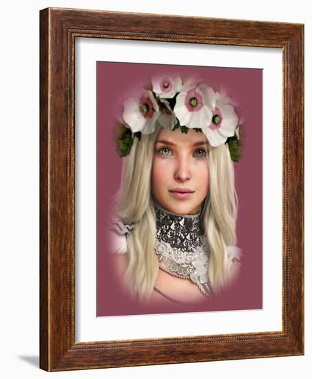 White Poppies 3D Computer Graphics-Atelier Sommerland-Framed Art Print