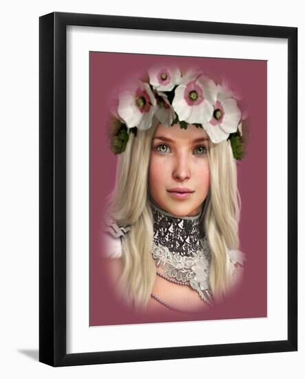 White Poppies 3D Computer Graphics-Atelier Sommerland-Framed Art Print