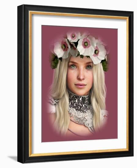 White Poppies 3D Computer Graphics-Atelier Sommerland-Framed Art Print