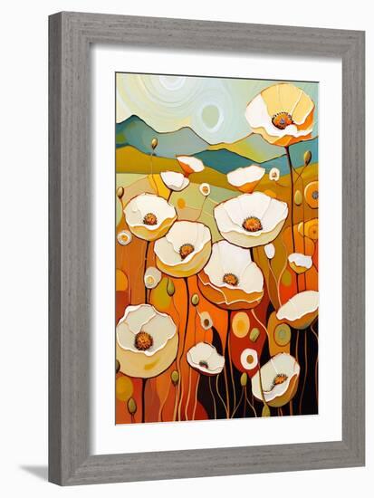 White Poppy Landscape I-Avril Anouilh-Framed Art Print