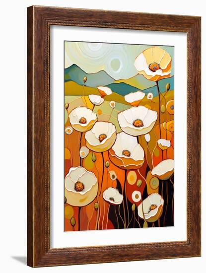 White Poppy Landscape I-Avril Anouilh-Framed Art Print