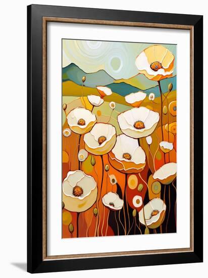 White Poppy Landscape I-Avril Anouilh-Framed Art Print