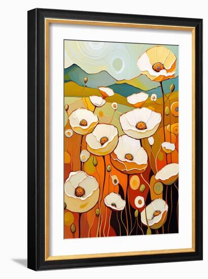 White Poppy Landscape I-Avril Anouilh-Framed Art Print