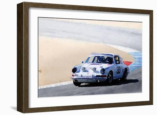 White Porsche 911 in Monterey Watercolor-NaxArt-Framed Art Print