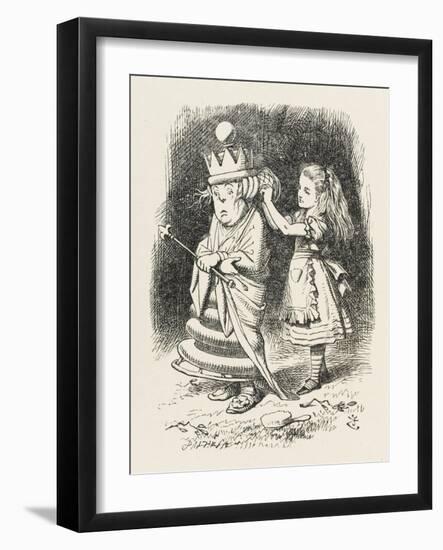 White Queen Alice Adjusts the White Queen's Shawl-John Tenniel-Framed Art Print