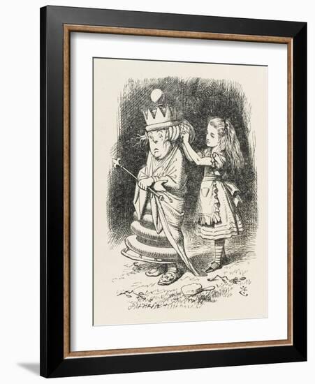 White Queen Alice Adjusts the White Queen's Shawl-John Tenniel-Framed Art Print