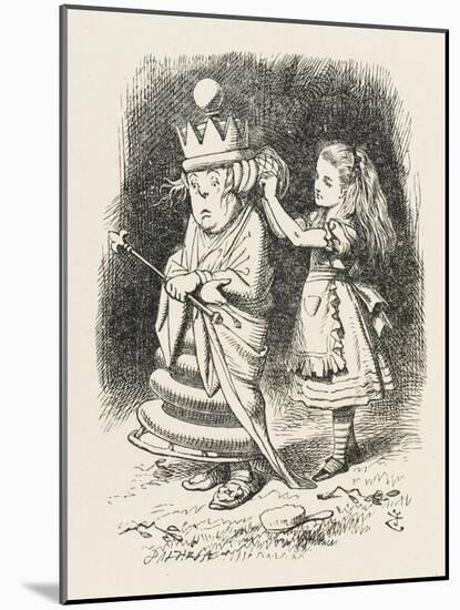 White Queen Alice Adjusts the White Queen's Shawl-John Tenniel-Mounted Art Print