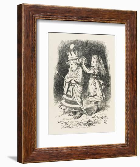 White Queen Alice Adjusts the White Queen's Shawl-John Tenniel-Framed Art Print