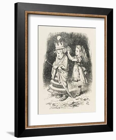 White Queen Alice Adjusts the White Queen's Shawl-John Tenniel-Framed Art Print