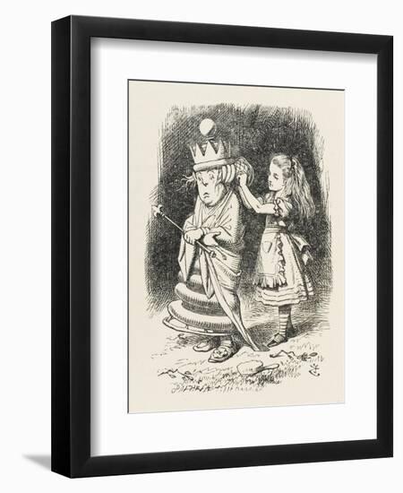 White Queen Alice Adjusts the White Queen's Shawl-John Tenniel-Framed Art Print