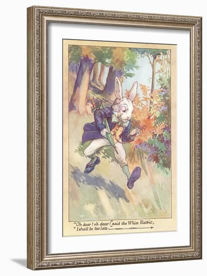 White Rabbit Checking Watch-null-Framed Art Print