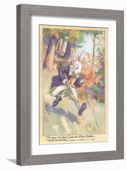 White Rabbit Checking Watch-null-Framed Art Print