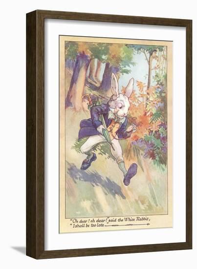 White Rabbit Checking Watch-null-Framed Art Print